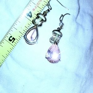 Vintage Gold Pink and Green Enamel Dangle Earrings